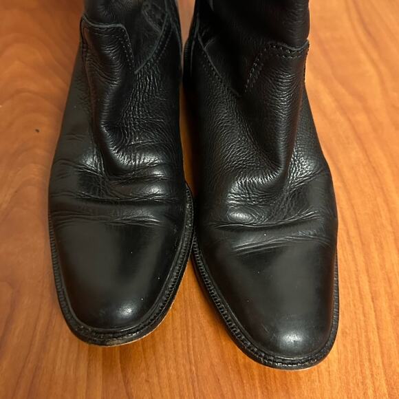 Coach Victoria Black Leather Riding Boots Brass Buckles Size 6.5 Minimalist - Picture 6 of 13